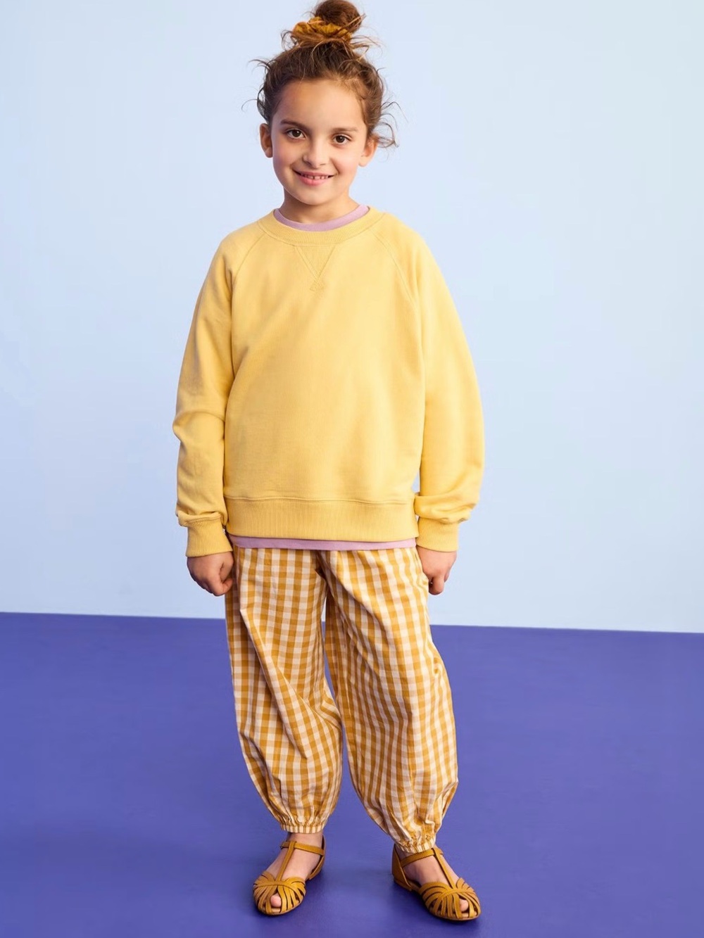 Hanna Andersson gingham yellow parachute pants
